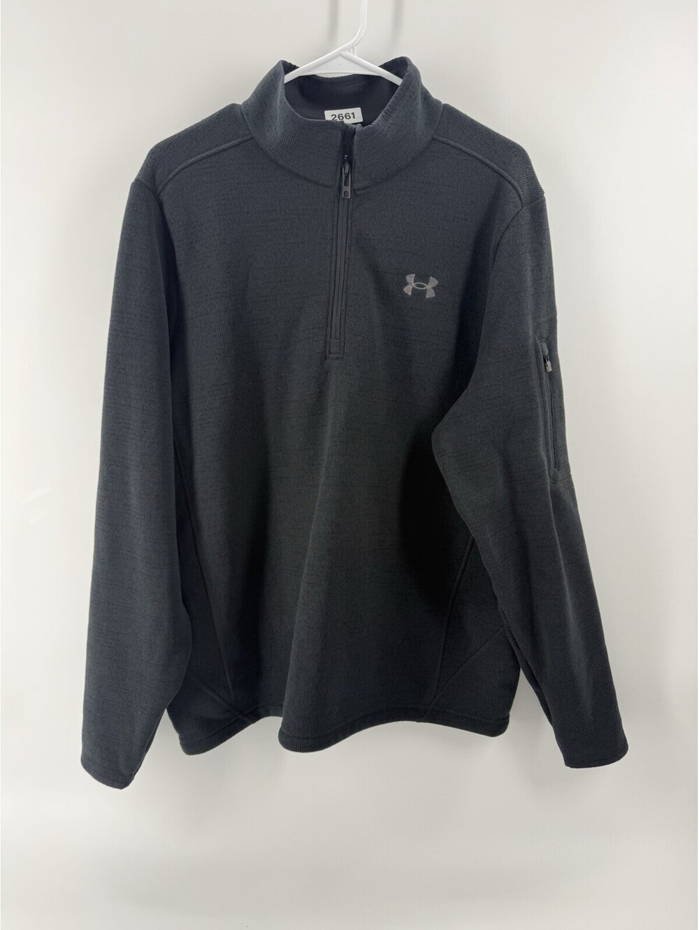 Under Armour Quarter Zip Mens L Tall Black Solid Polyester Pullover